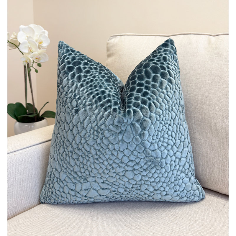 Housse de coussin en velours crocodile, Celadon, 20x20"