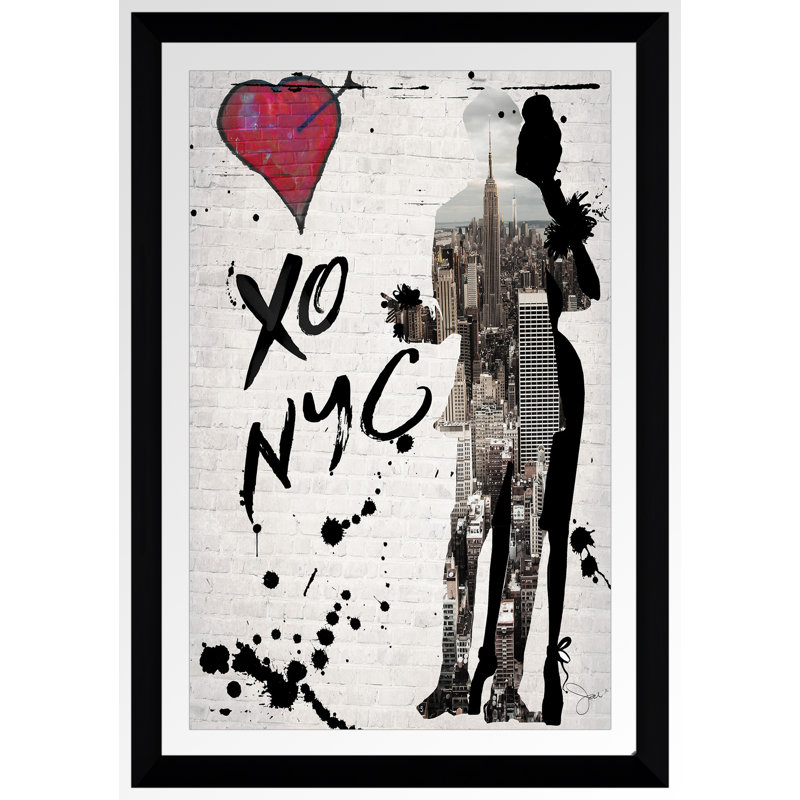 «Xo Nyc», impression, H 39,5 po x l 27,5 po x P 0,75 po, Acrylique avec cadre noir
