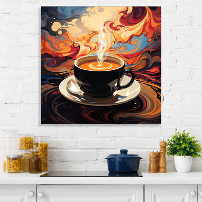 Yellow steaming cup of Coffee  I - Coffee Canvas Print