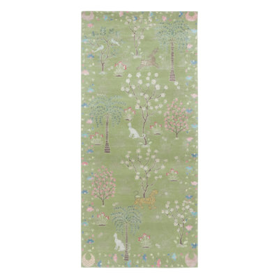 Modern Handmade Silk and Wool Area Rug
