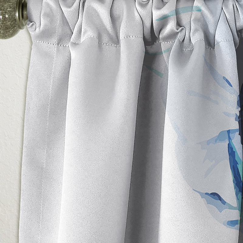Anémones et plumes de paon - Rideau simple occultant à motif floral, L 52 po x L 63 po
