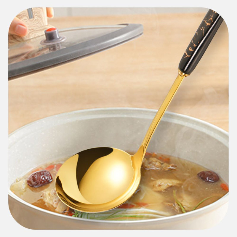 Belfry Kitchen Shela Utensil Set, Black/Gold