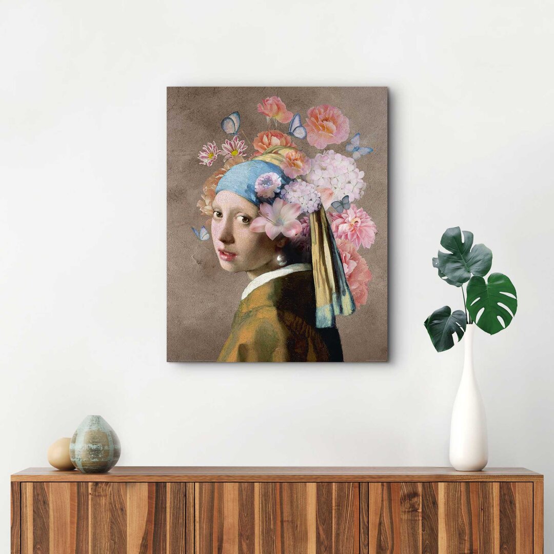 Wandbild Deko Panel Das Blumenmädchen mit dem Perlenorhrring - Johannes Vermeer - Alte Meister - Kunst