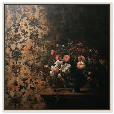 Dark Floral Elegance Canvas Vintage Floral Art by Art Remedy