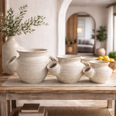 Earthen Trio Pot Set In White