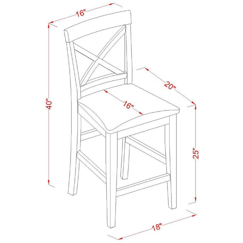 X-Back counter height dining chairs - Rubberwood Structure counter height dining chairs set of 2, Oak, Linen
