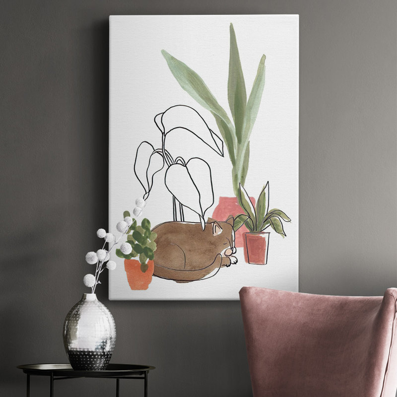 Toile tendue avec châssis de qualité supérieure Purrfect Plants III - prête à être accrochée, H 60 po x l 40 po x P 1,5 po
