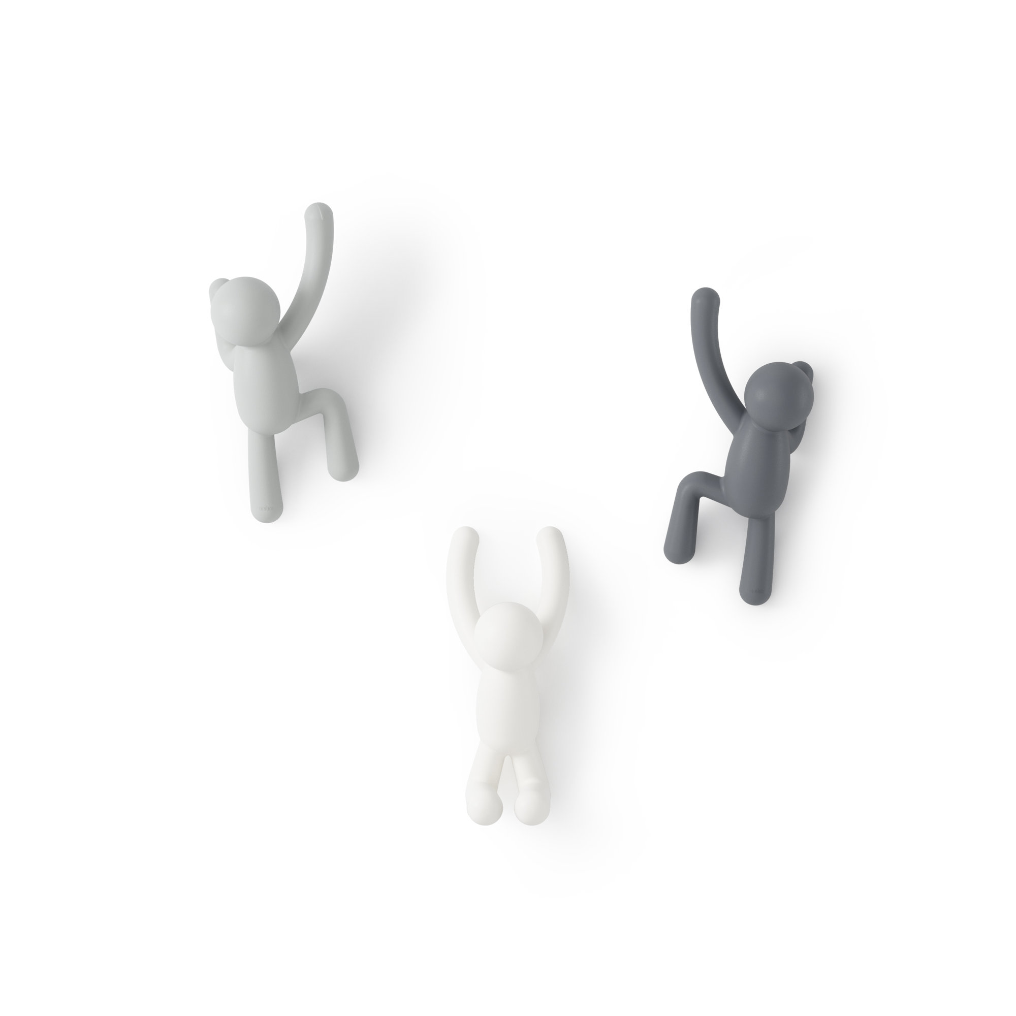 Buddy Wall Mounted Coat Hooks, Decorative Single Hangers for Entryway, Bedroom, Set of 3, Assorted