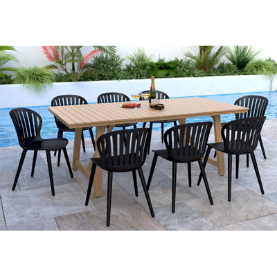 Ensemble repas 9 pièces en teck et aluminium Anautica