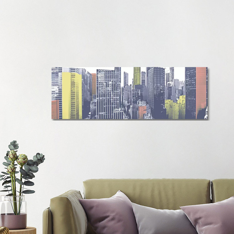 Pastel NYC Panorama by Jeff Pica - Wrapped Canvas Panoramic Painting, 121.92 cm H x 40.64 cm W x 1.91 cm D