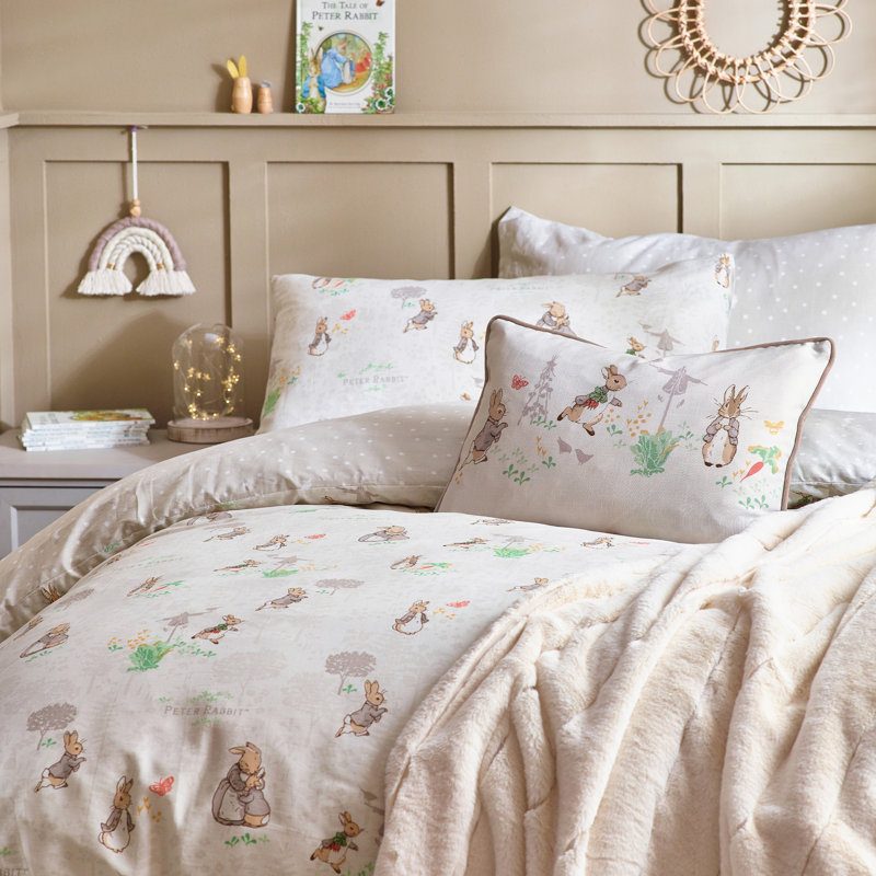 Classic Peter Rabbit Cotton No Pattern Duvet Cover Set with Pillowcases Included, Single