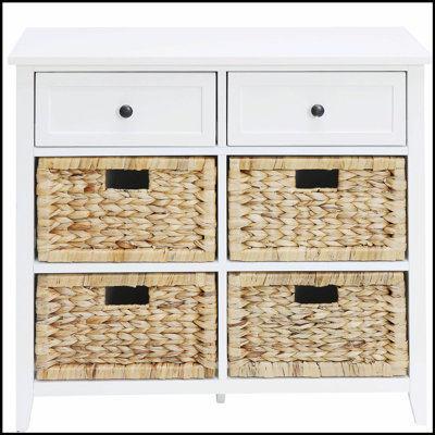 White 6-Drawer Console Cabinet with Durable Wooden Frame and Versatile Storage for Elegant Home Organization
