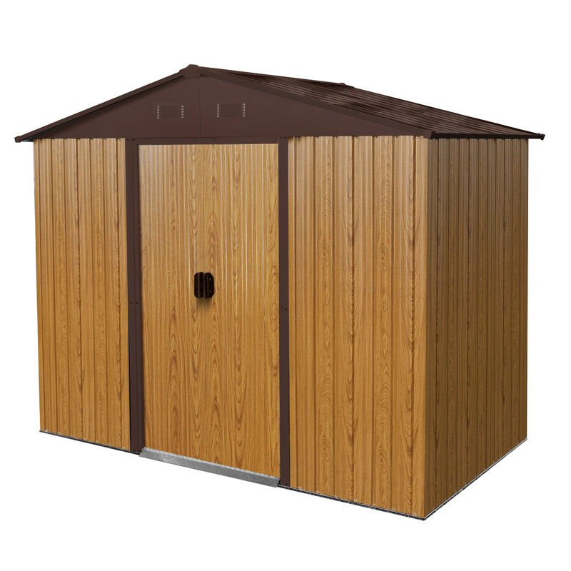 Remise de rangement en métal 8 pi x 4 pi avec toit incliné - Café pour l'entretien de la pelouse, Café