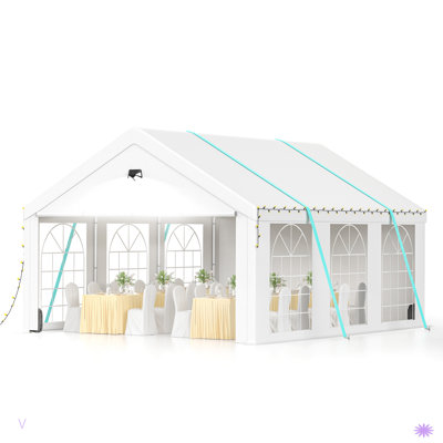 Tente de réception de fête - tente à baldaquin robuste avec parois latérales amovibles, abri de jardin extérieur pour camping-car imperméable à 3 boîtes, parfaite pour la fête de mariage