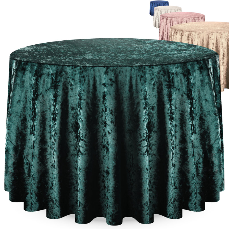 Élégante nappe ronde de 108 pouces fabriquée en velours finement écrasé, belle nappe verte émeraude avec coutures durables, housse de table ronde idéale pour les mariages, les fêtes, les anniversaires et les événements