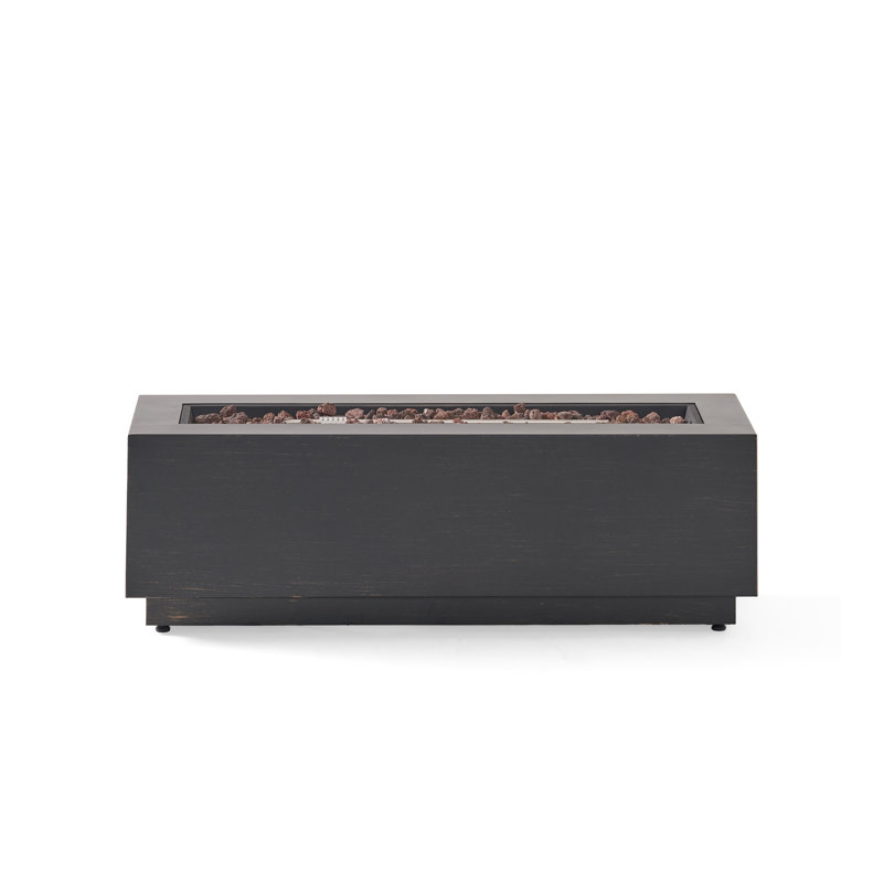 Outdoor 50,000 BTU Rectangular Iron Propane Fire Pit, Dark Grey (Tank Cover not Included)