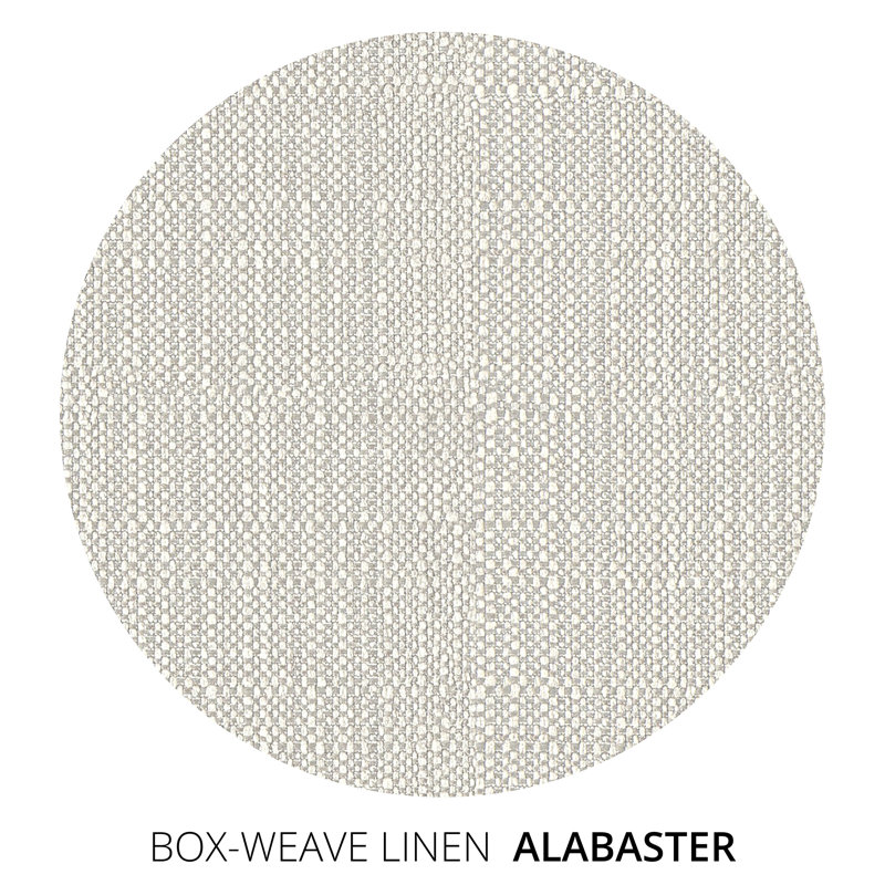 Horatio Camelback Taper Curved-Arm Loveseat, Box Weave Linen Alabaster, 33" H x 72" W x 36" D, Ebony