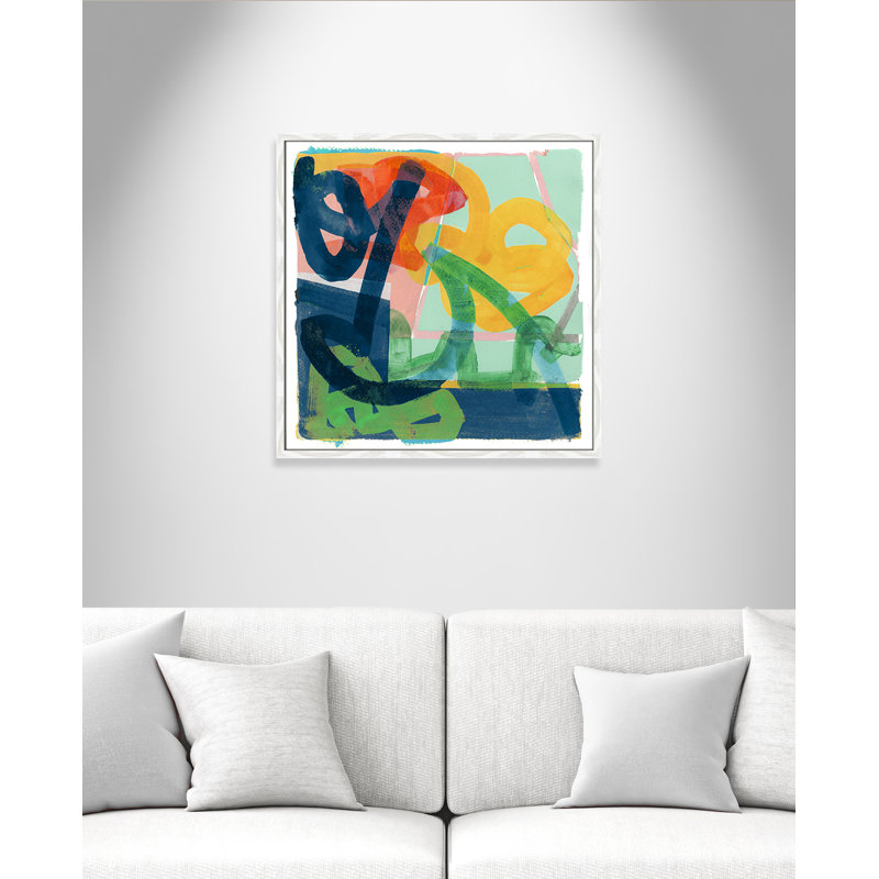 «Dwyer Link» par Cartissi - peinture encadrée, Cadre blanc, H 27,5 po x l 27,5 po x P 0,75 po