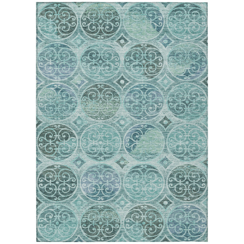 Tapis bleu sarcelle et turquoise 9 'X 12'