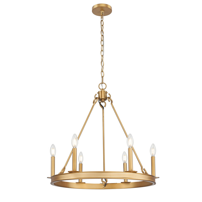 Barclay 6 Light Chandelier in Rubbed Brass
