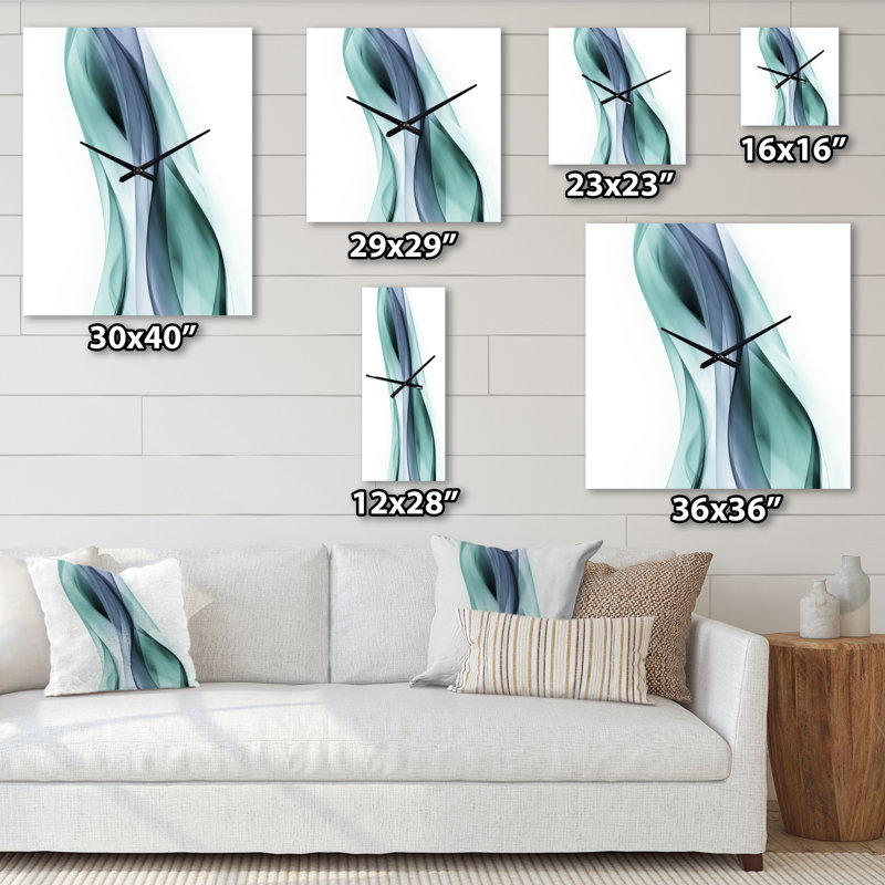 Fractal Lines Gray Blue - Horloge murale moderne, Petit