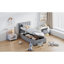 Lit plateforme simple tapissier avec système de rangement hydraulique, gris