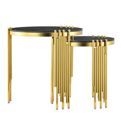 Cleus Glass Top Nesting Tables End Table
