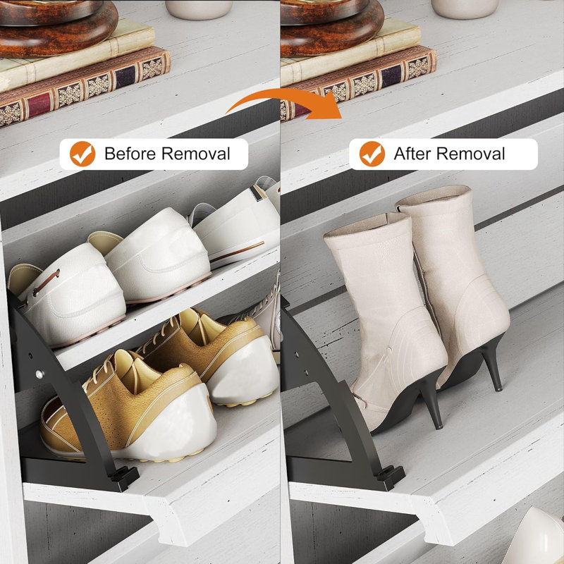 Flip Down Shoe Storage, 95cm H x 80cm W x 26cm D, White