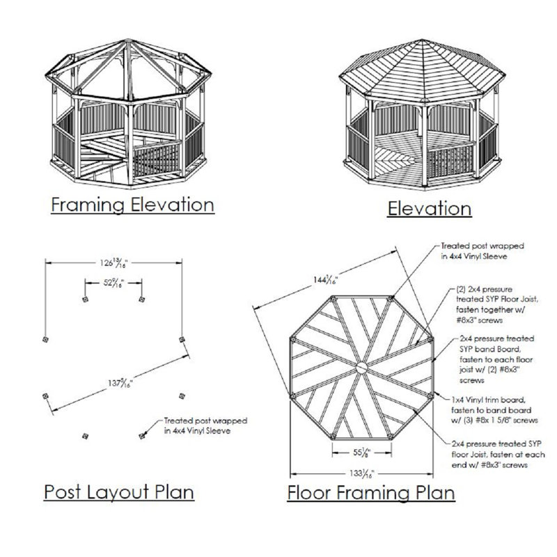 12 Ft. W x 12 FT. D Vinyl Patio Gazebo
