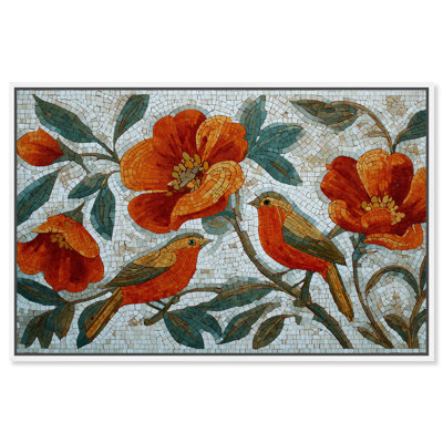 «Orange Robins I», reproduction d'art sur toile par Art Remedy
