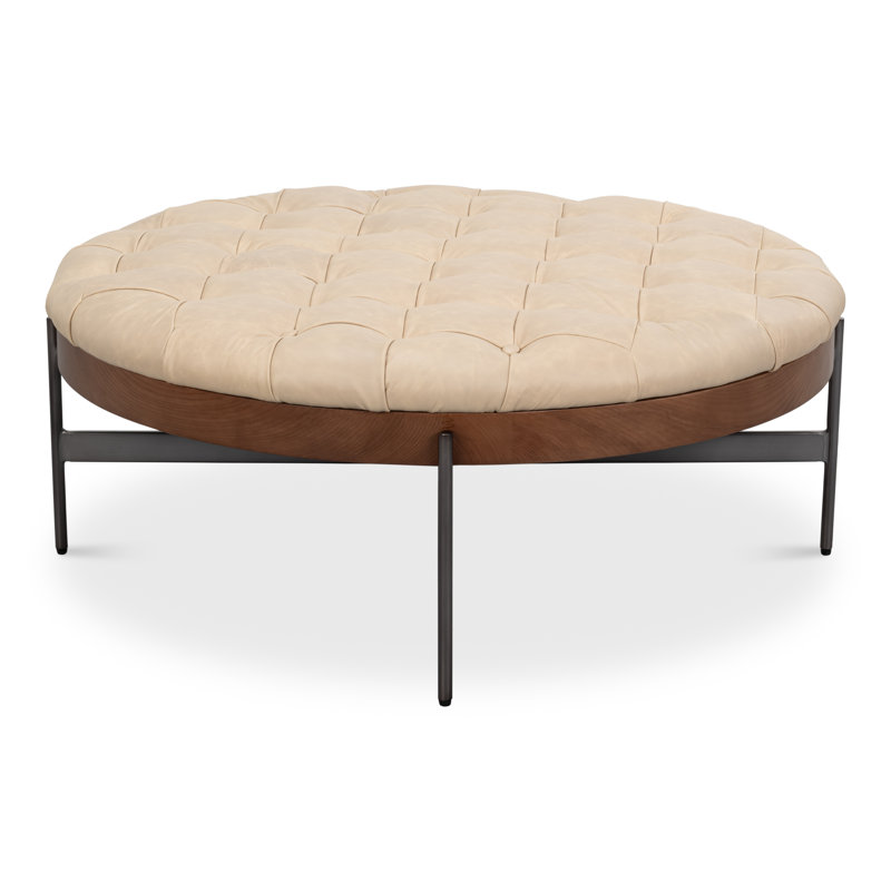 Corbet Round Ottoman, Cappucino White