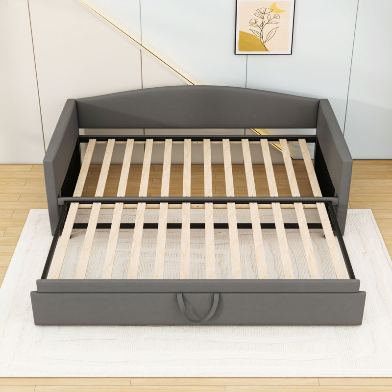 Twin Daybed with Pop-Up Trundle, Gray