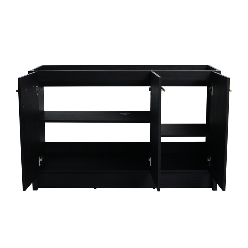 Meuble-lavabo autoportant noir de 48 po - style moderne avec porte à fermeture en douceur et espace de rangement suffisant
