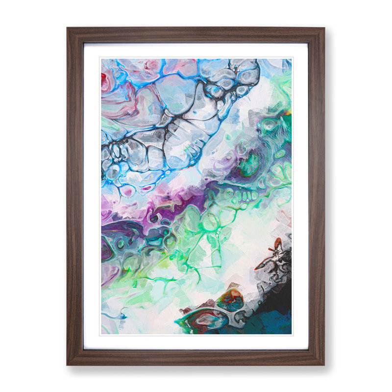 Free Dreams Abstract - Single Picture Frame Painting, 64cm H x 46cm W x 2cm D, Walnut