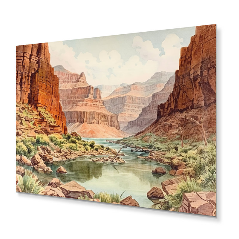 Paysage de canyon - Décoration murale en métal canyon, H 12 po x l 20 po