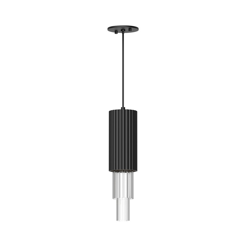 Luminaire suspendu cylindrique à DEL Bordeaux, Noir mat