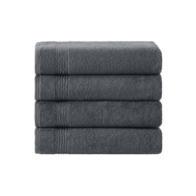 Ozdilek 4-Piece Bath Towels, 27x54, 100% Turkish Cotton, Luxury Quick Dry, Extra Large, Fade-Resistant, Eco-Friendly, Spa Towel, Comfortable (Anthracite Grey)