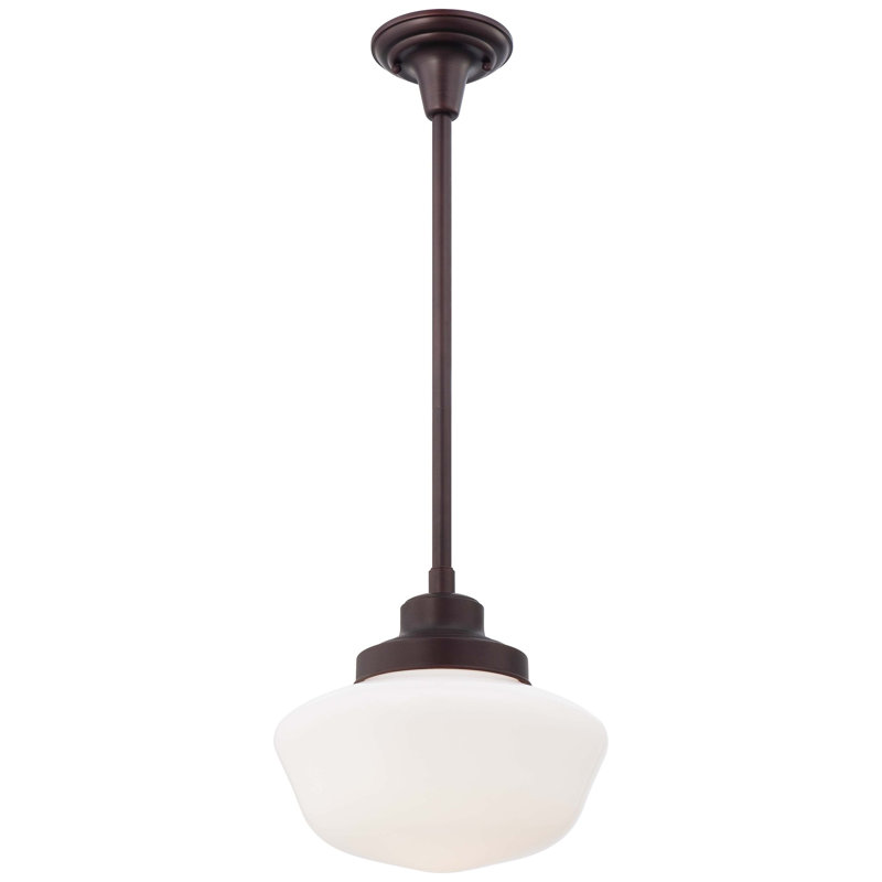 Wade Logan Belby Brushed Bronze With Opal Pendant Light, Brushed Bronze