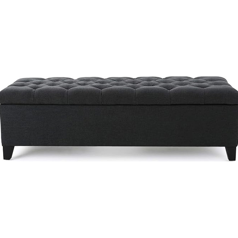 Structure en bois de bouleau 51 po x 17,5 po x 17 po, tissu gris foncé avec capitonnage à boutons et surpiqûres losangées, multifonctionnel moderne gris, largeur 52,31 po x profondeur 17,61 po, hauteur 16,57 po, avec point