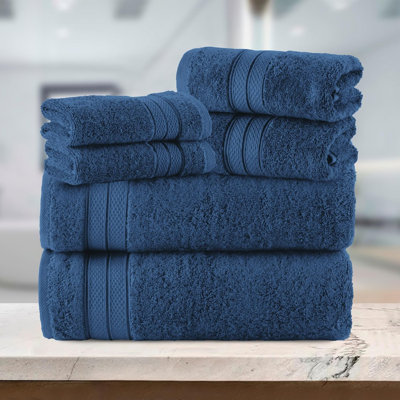 Elegant Comfort Luxury 6-Piece Towel Set, Premium Soft 100% Turkish Cotton, Three Line Popcorn Design 2 Bath Towels, 2 Hand Towels And 2 Washcloths Towel Set - Quick-Drying And Absorbent