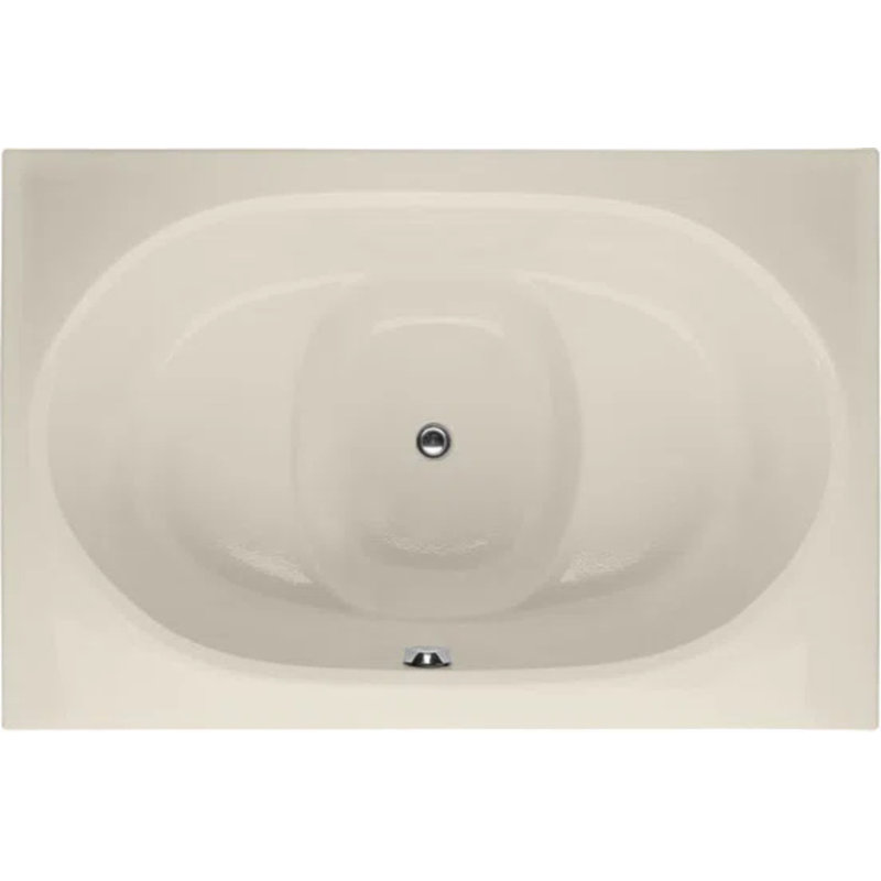 Fuji 60'' x 40'' Soaking Acrylic Bathtub, Biscuit, Satin Chrome