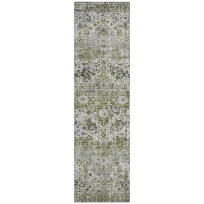 Machine Washable Indoor/Outdoor Xhevrie Aloe Rug