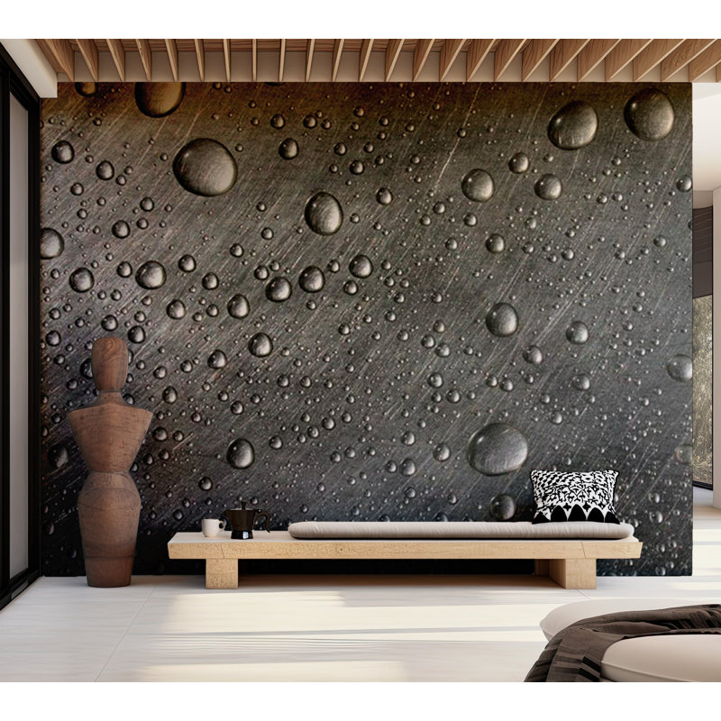 Murale Surface en acier avec gouttes d'eau, L 121 po x l 157 po