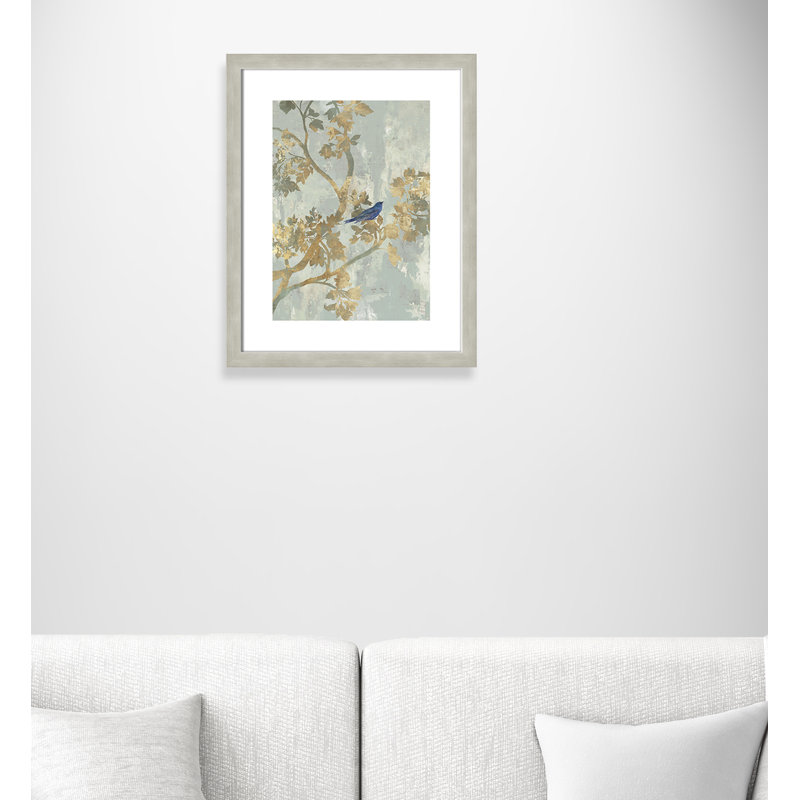 Gaurangi Blue Bird' Framed Print, Warm Silver Frame