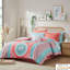 Édredon pour grand lit - médaillon corail, bordures brodées, literie confortable avec imprimé médaillon de draps, taies décoratives-120953426-120953421