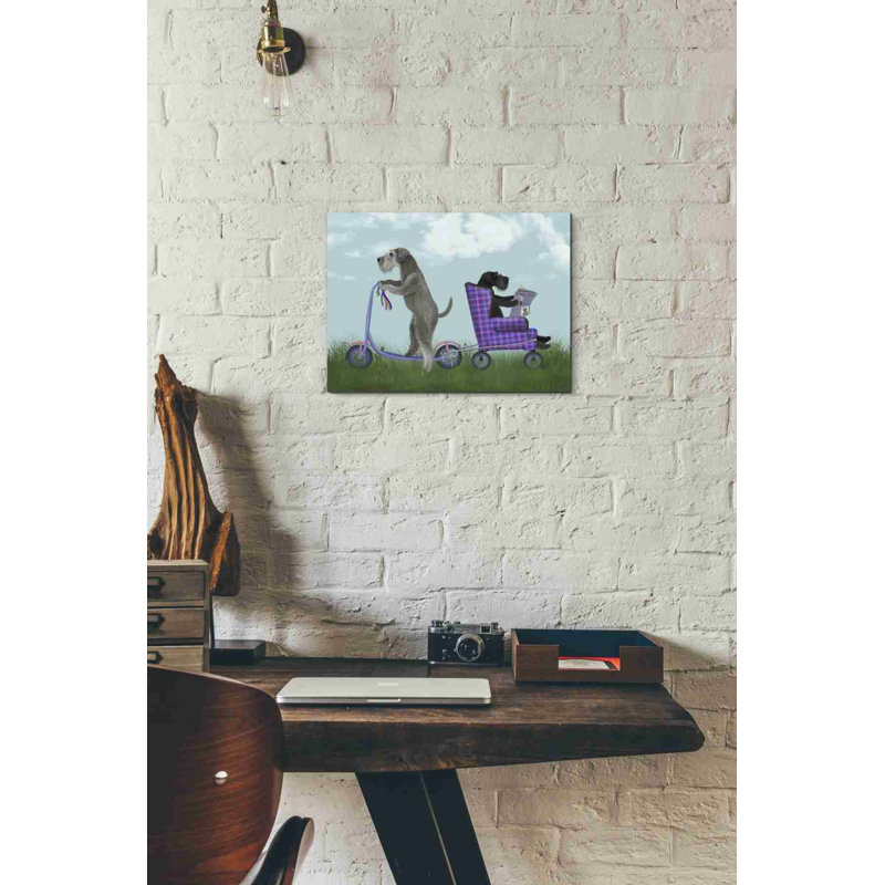 «Schnauzer Scooter» par Fab Funky, art mural sur toile, H 12 po x l 16 po x P 0,75 po