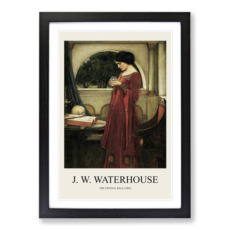 The Crystal Ball by John William Waterhouse - Picture Frame Painting, Black Framed, 65cm H x 48cm W x 2cm D