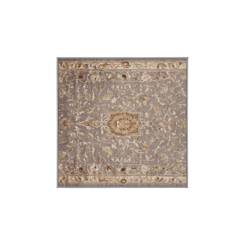 Machine Washable Gray Area Rug, Square 8'