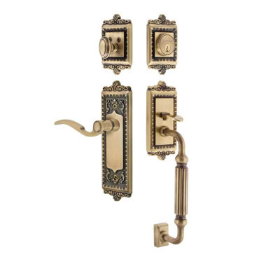 Ensemble d'entrée Grandeur Windsor Plate F Grip en laiton rétro