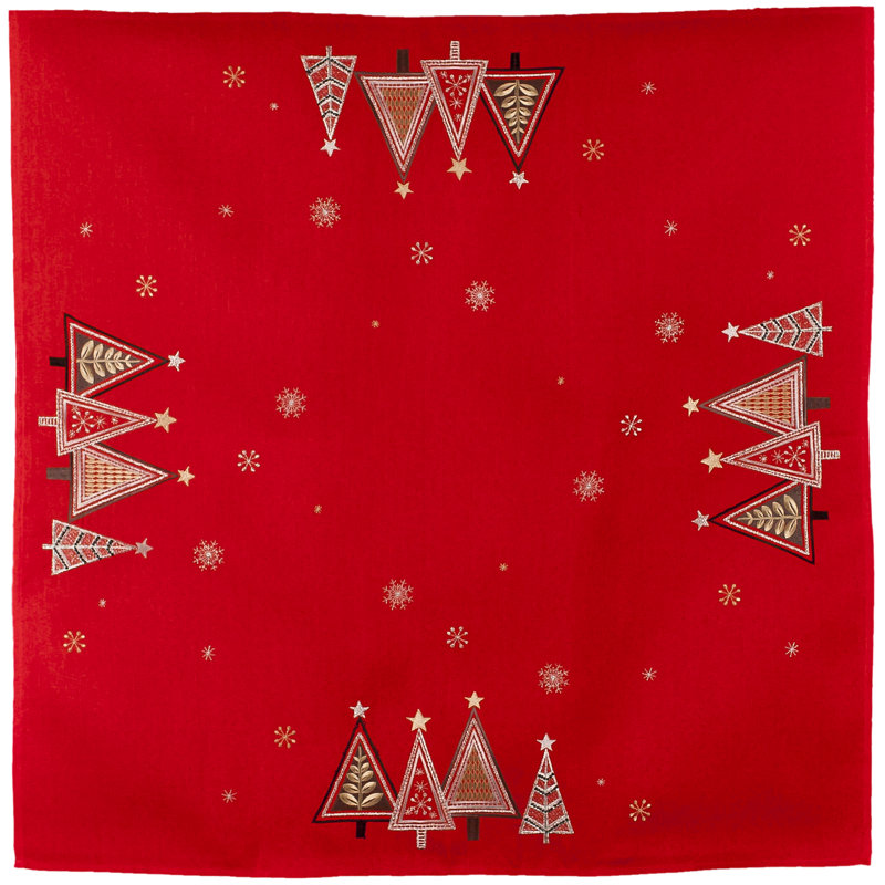 Décoration de table d'arbre de Noël géométrique rouge moderne (34 po carrés)